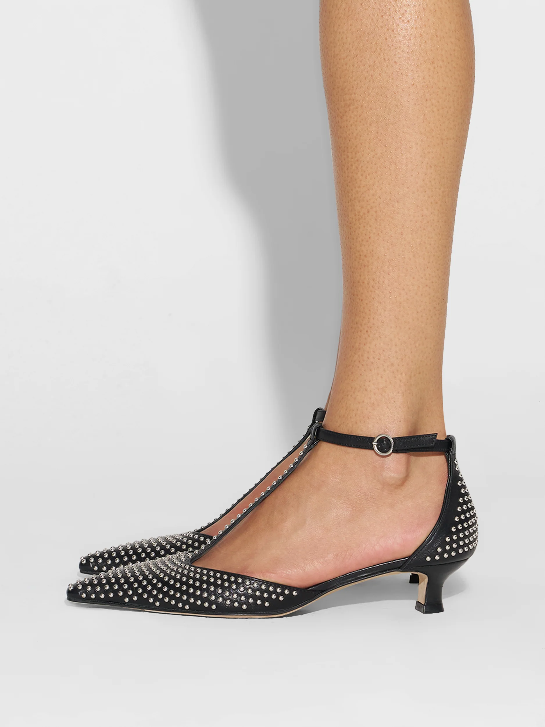 Liz Mini Stud Leather Pumps - Image 6